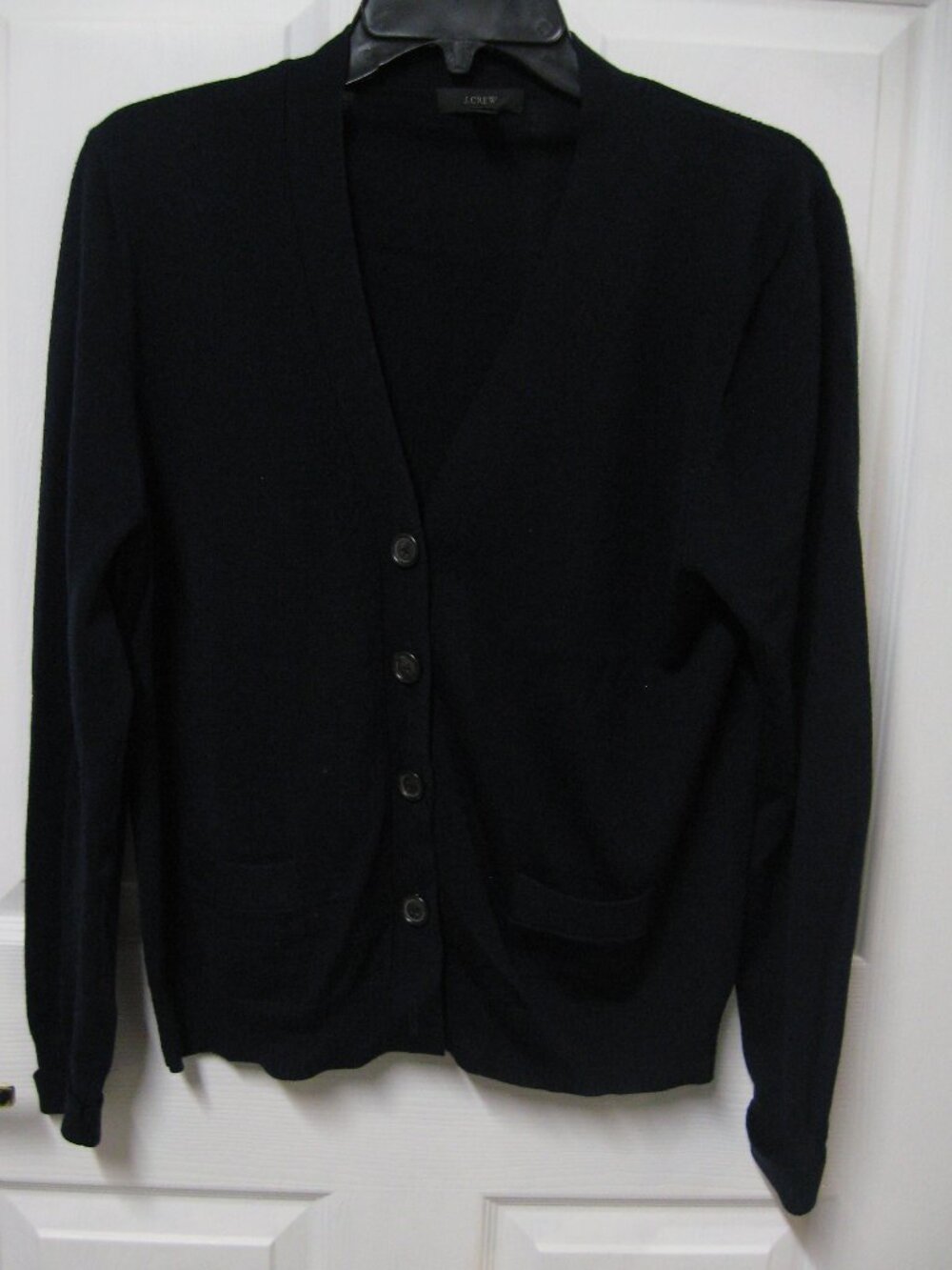 J. Crew Navy 100% Merino Wool Classic V-Neck Cardigan Size L
